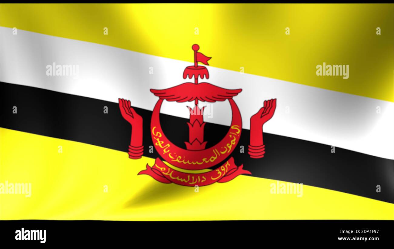 Brunei national flag, new and different ripple effect. The is designed without angle. Stock Photo