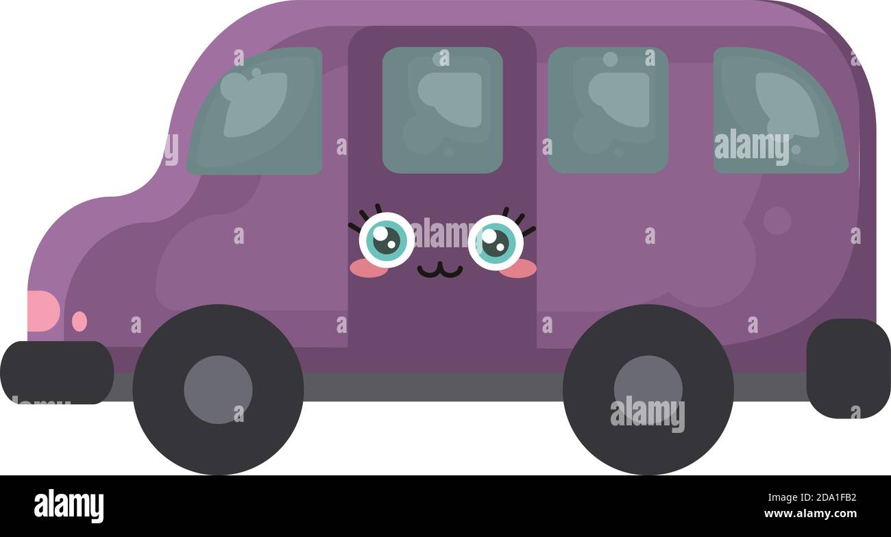 Cute purple van,illustration,vector on white background Stock Vector