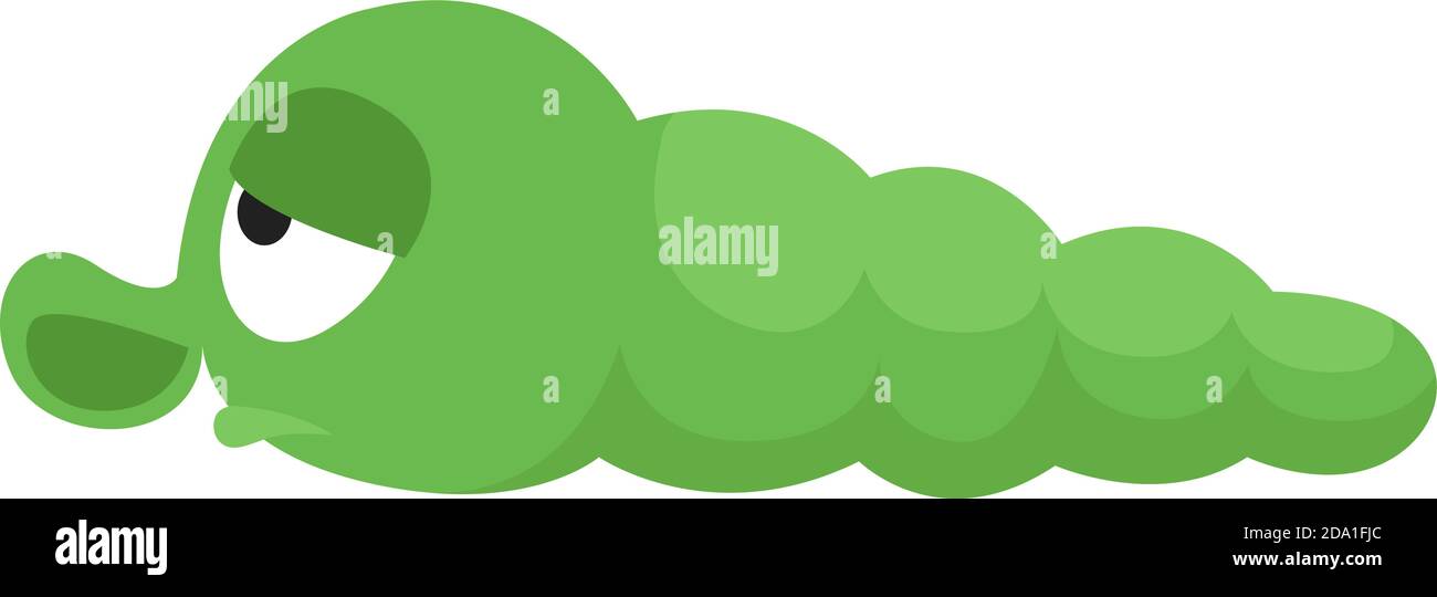 Bored green catepillar,illustration,vector on white background Stock Vector