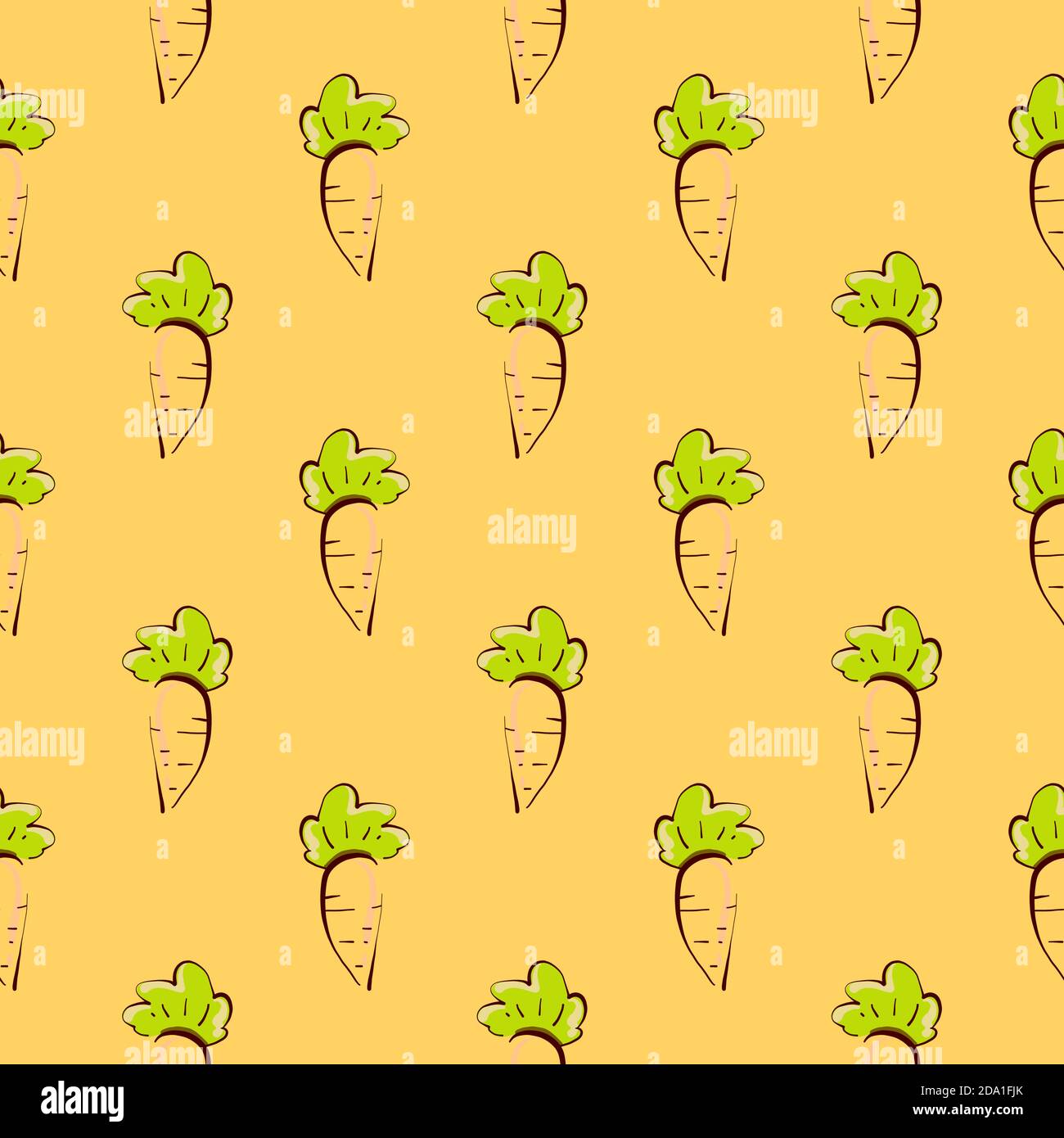 Bbay carrot , seamless pattern on a yellow background. Stock Vector