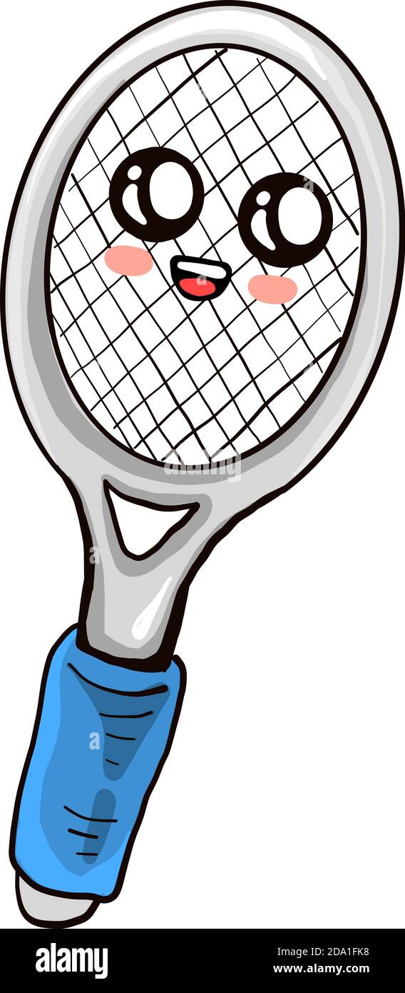Cute Tennis Racket illustration vector On White Background Stock 