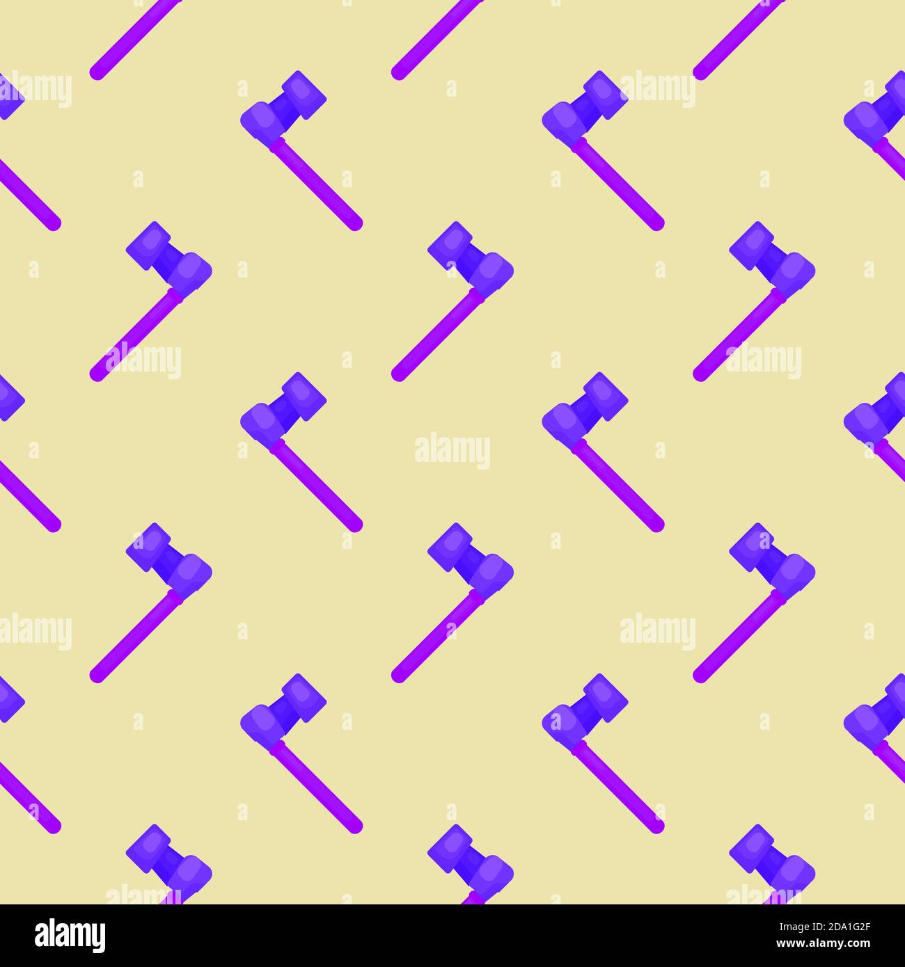 Purple hammer , seamless pattern on a beige background. Stock Vector
