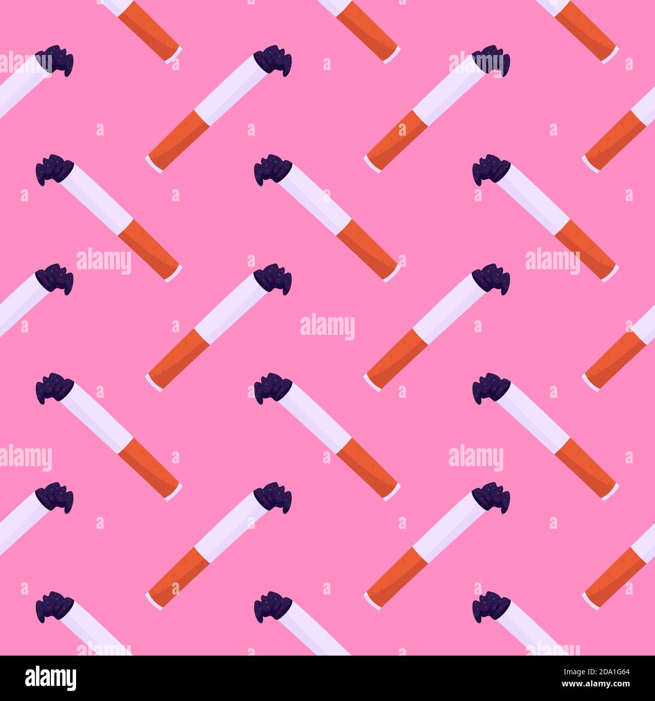 Small cigarette , seamless pattern on a pink background. Stock Vector