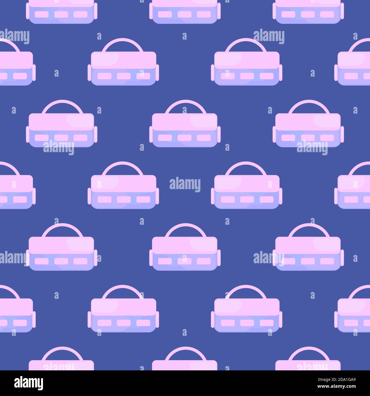 Whitte sport bag , seamless pattern on a dark blue background. Stock Vector