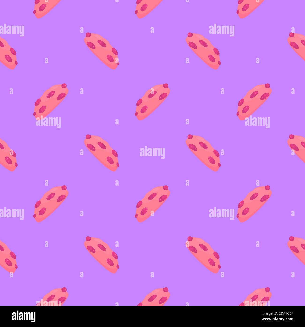 Pink cookie , seamless pattern on a purple background. Stock Vector