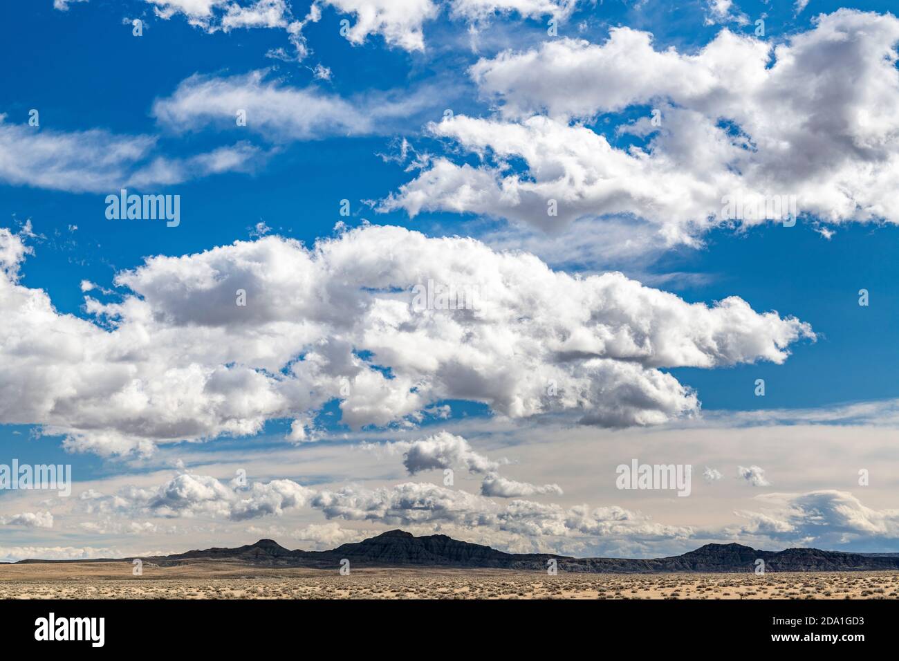 Cumulus clouds over Great Plains, east of frontal range of the Rocky Mountains, WY, USA, by Dominique Braud/Dembinsky Photo Assoc Stock Photo