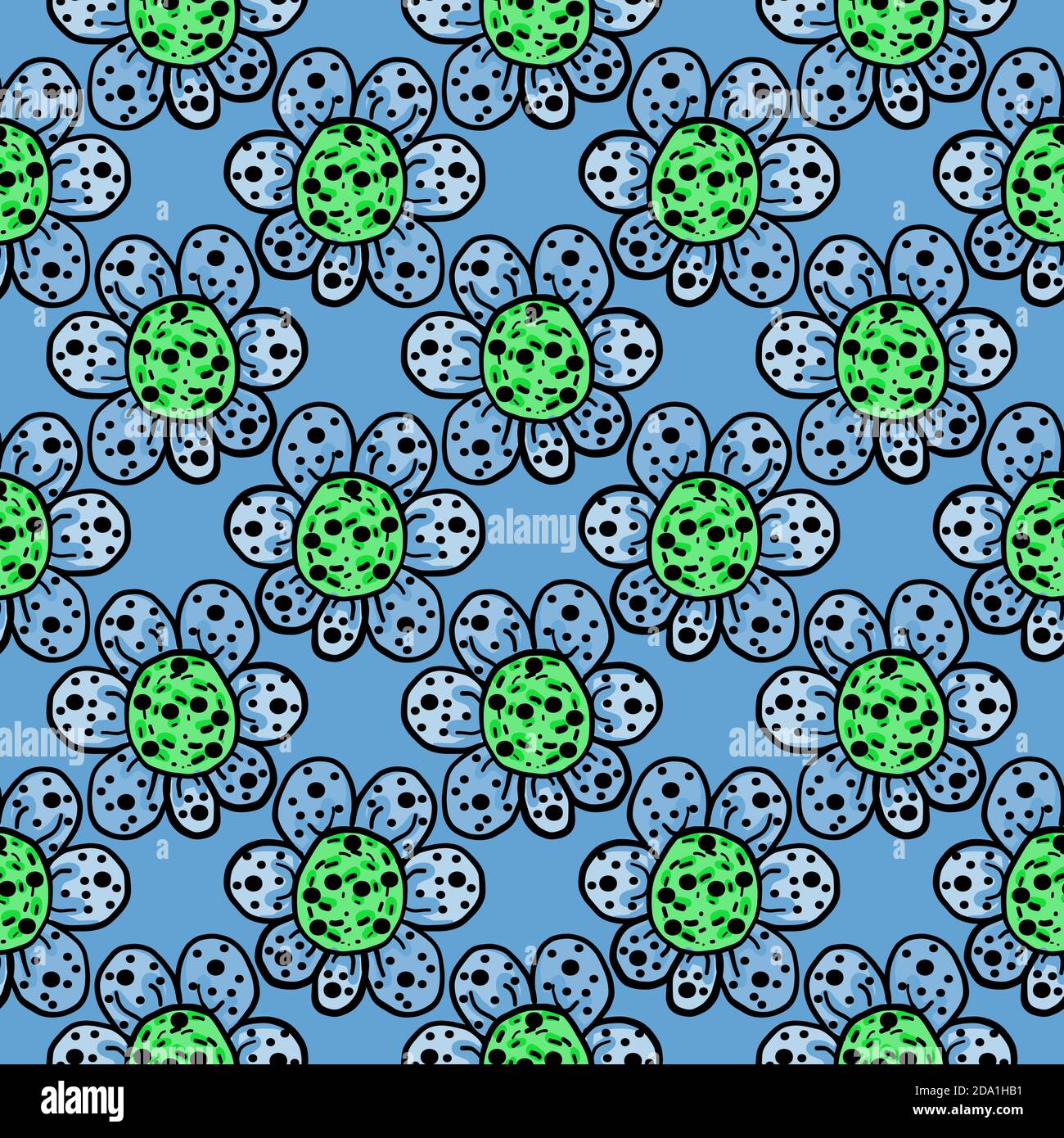 Cute blue flower , seamless pattern on a blue background Stock Vector ...