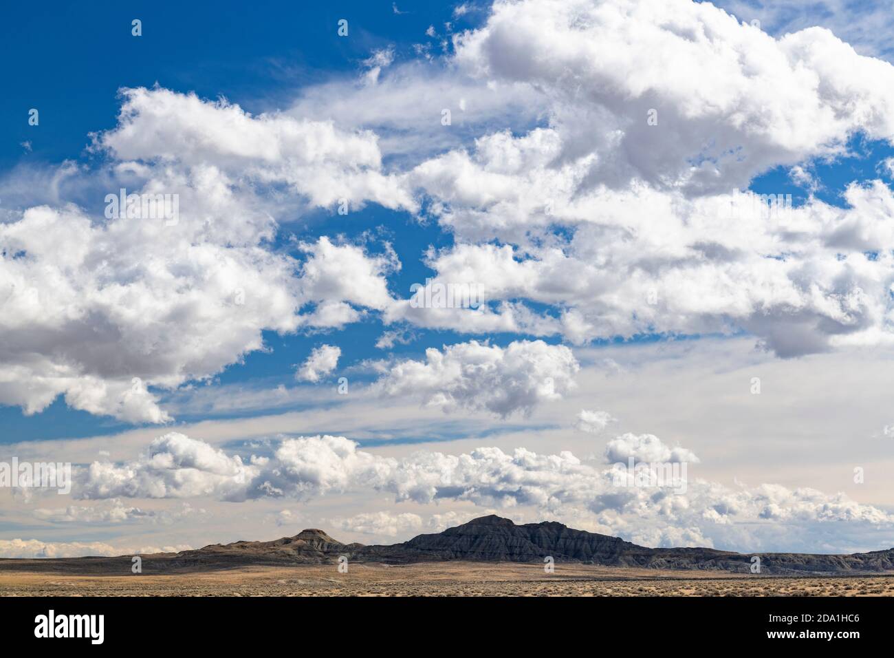 Cumulus clouds over Great Plains, east of frontal range of the Rocky Mountains, WY, USA, by Dominique Braud/Dembinsky Photo Assoc Stock Photo