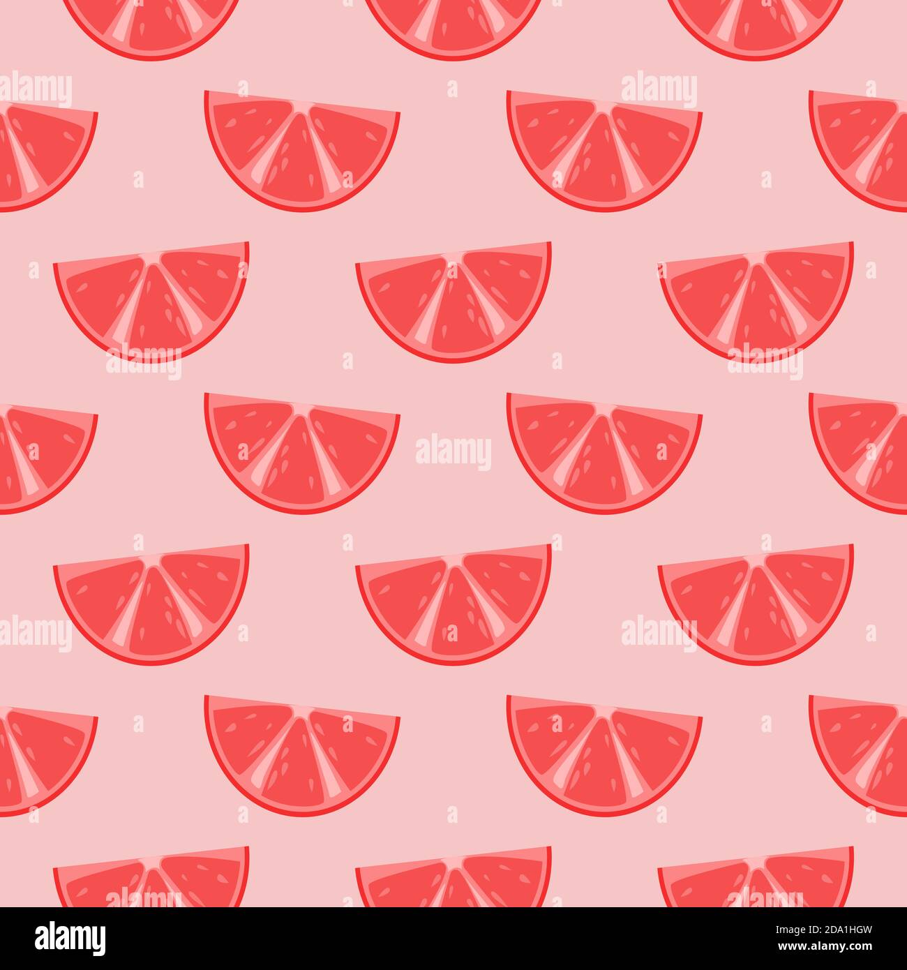 Red grapefruit , seamless pattern on a pink background. Stock Vector