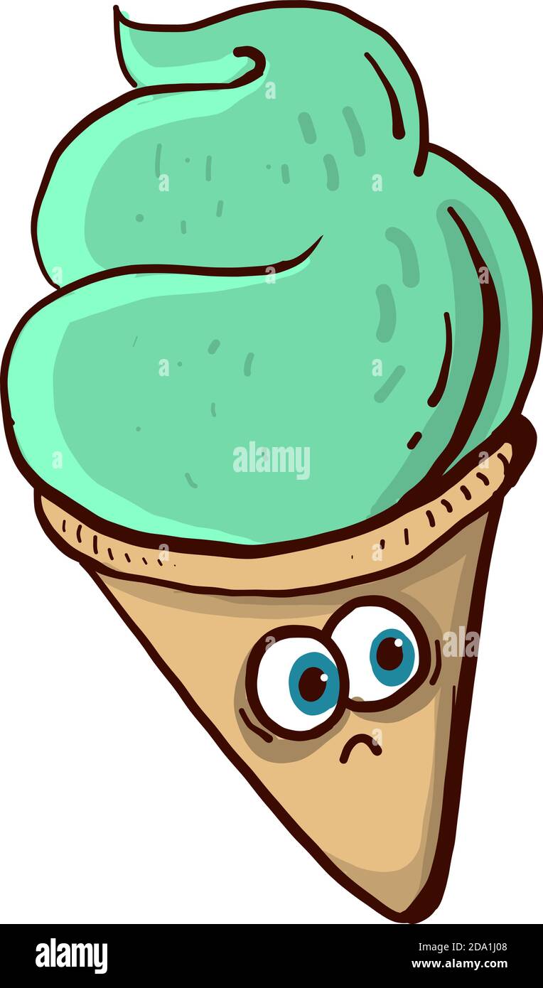 Green ice cream ,illustration,vector on white background Stock Vector