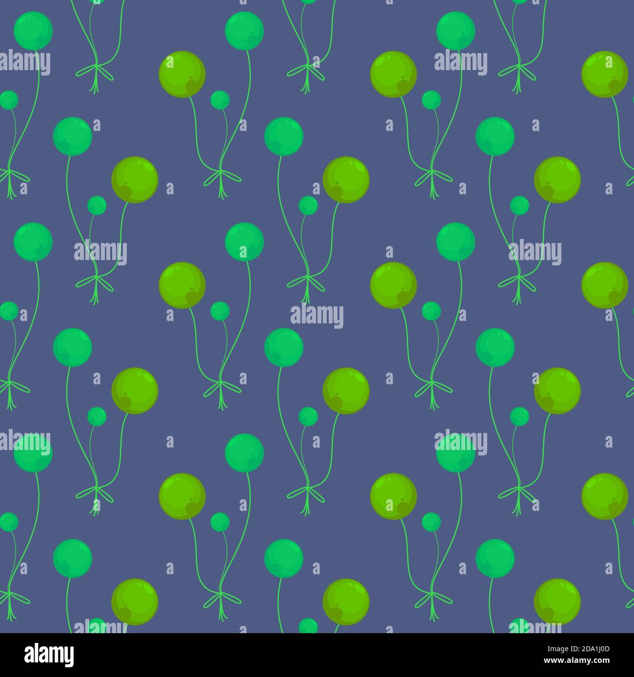Green balloons , seamless pattern on a blue background. Stock Vector