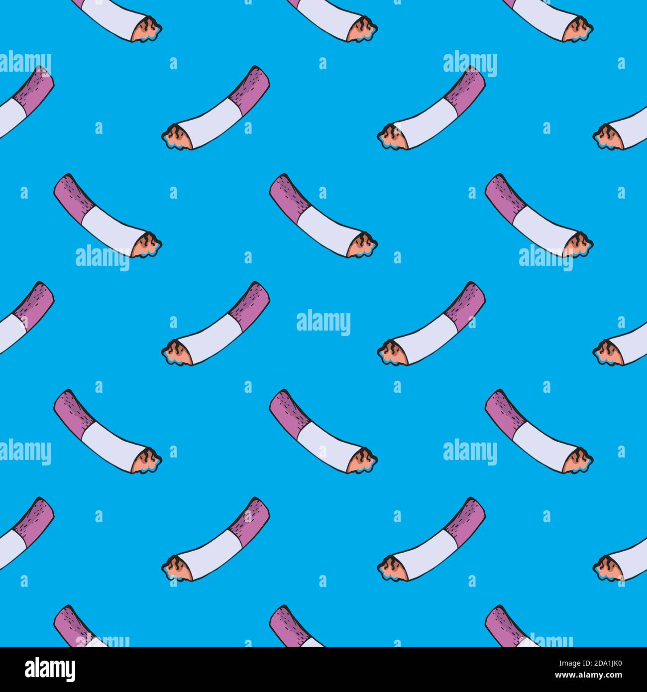 Cigarette bud , seamless pattern on a blue background. Stock Vector