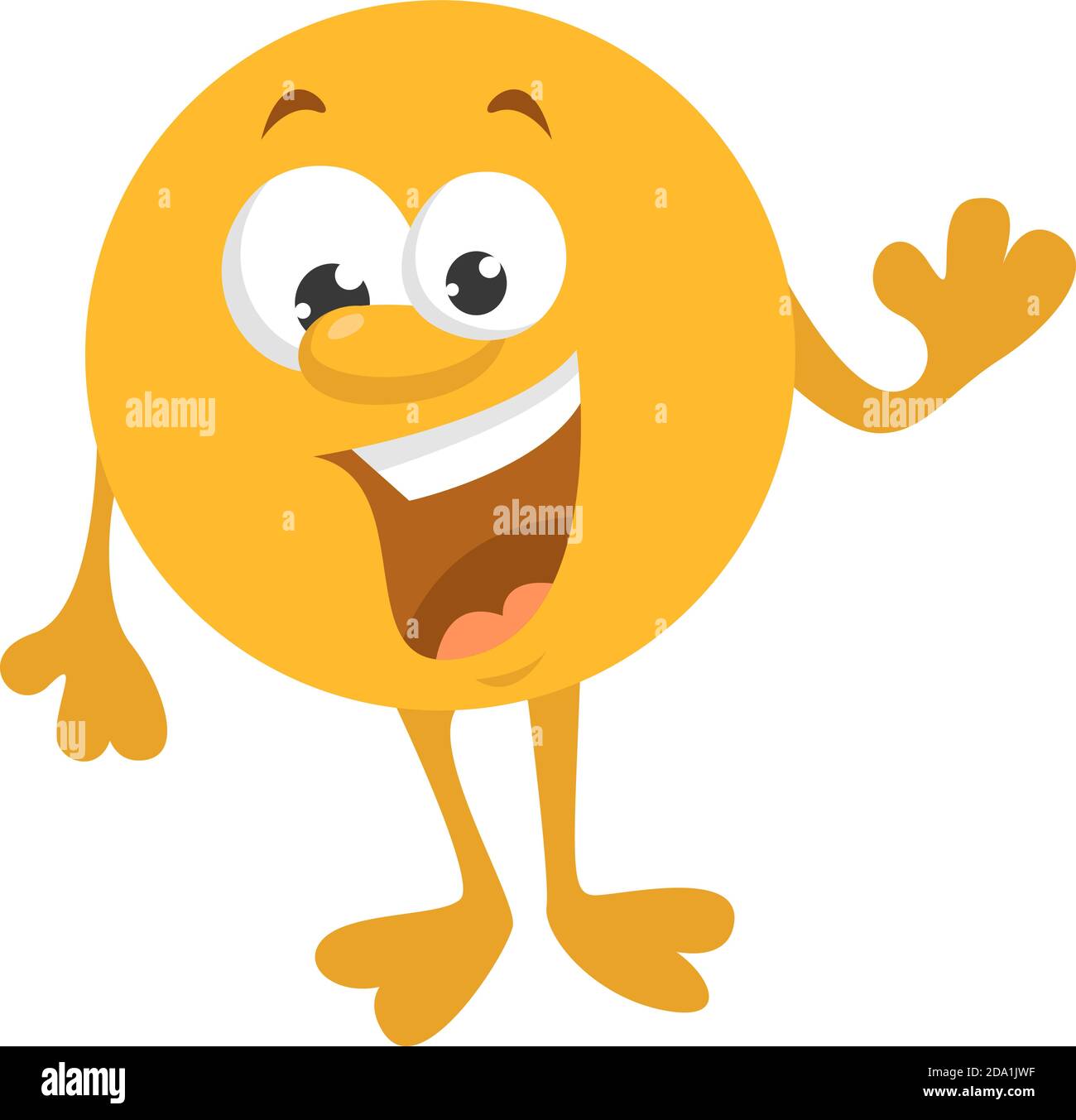 Yellow ball in a good mood,illustration,vector on white background