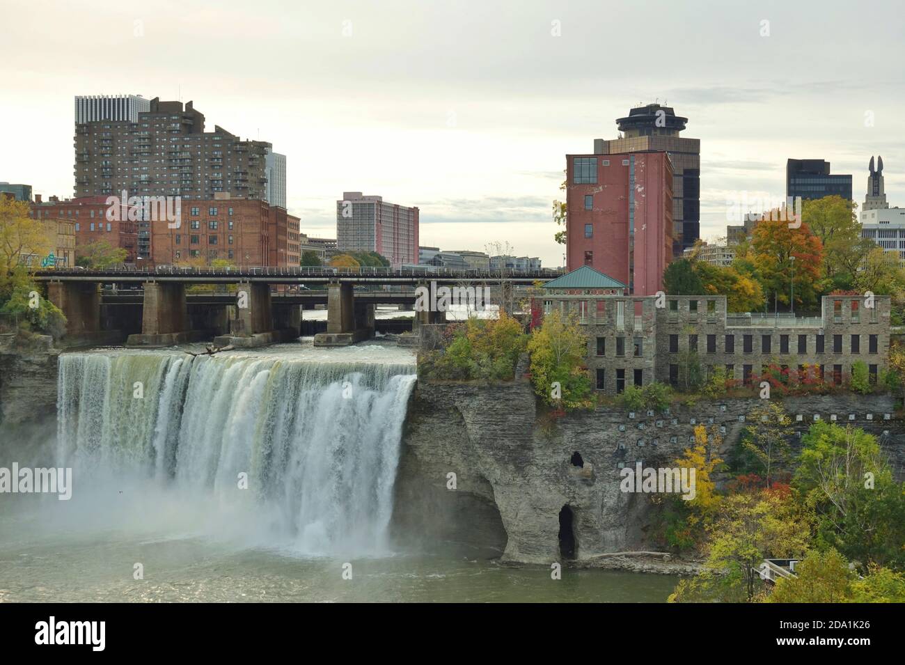 ROCHESTER, NY –17 OCT 2020- View of the High Falls over the Genesee ...