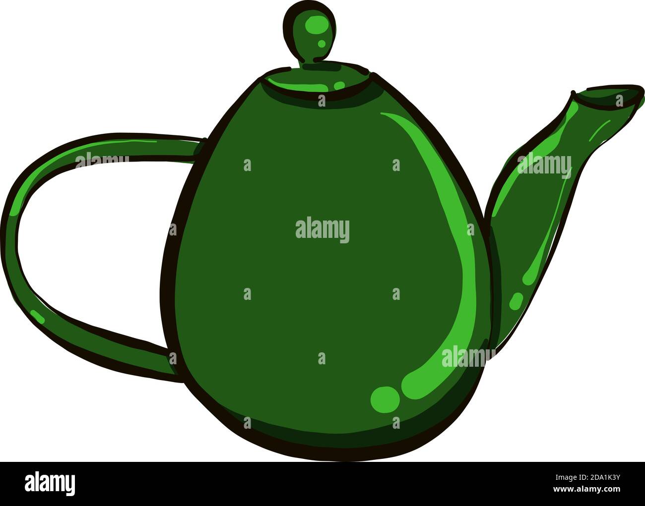 Green kettle ,illustration,vector on white background Stock Vector
