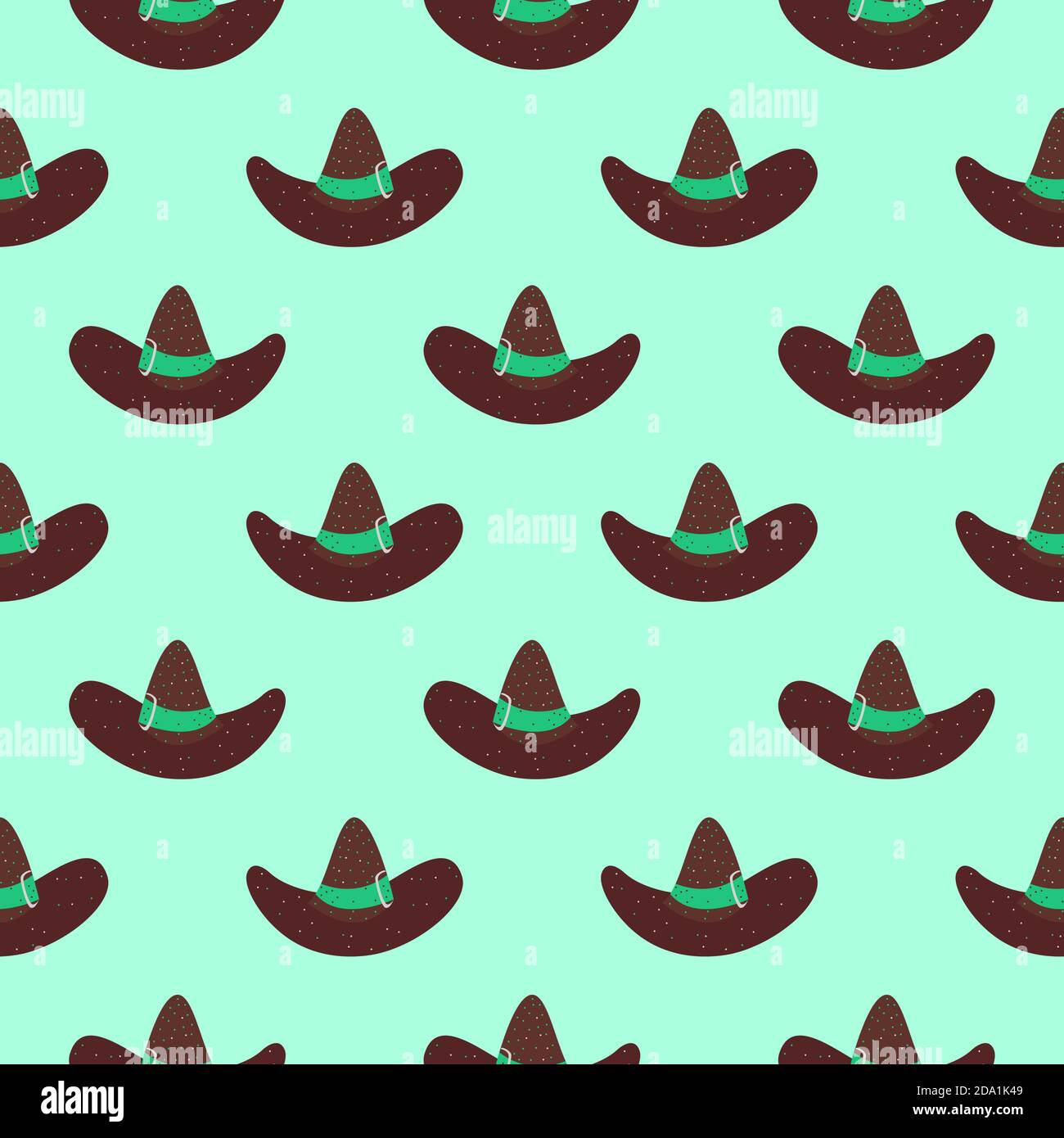 Magic brown hat , seamless pattern on a blue background. Stock Vector