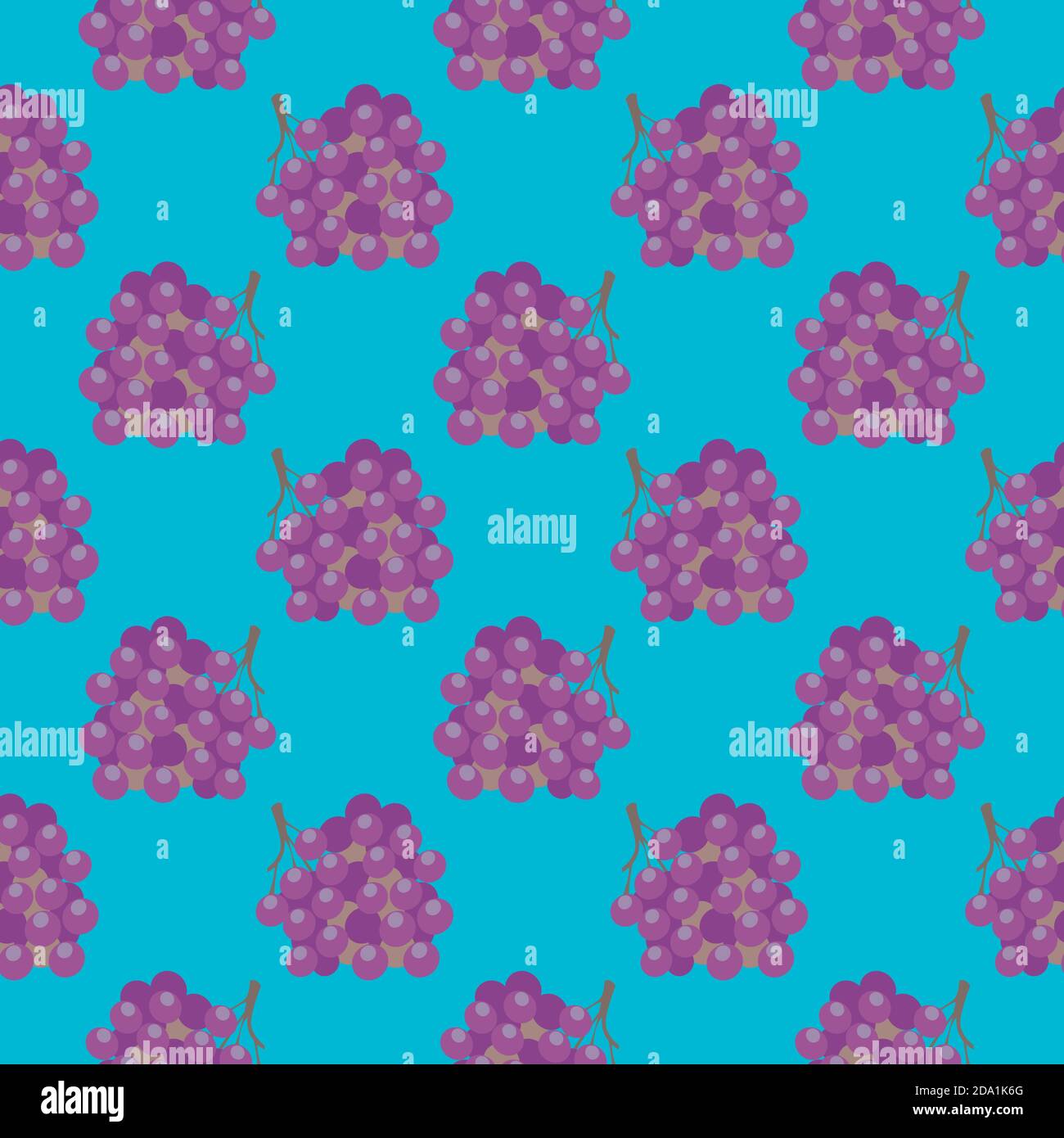 Tasty grapes , seamless pattern on a blue background. Stock Vector