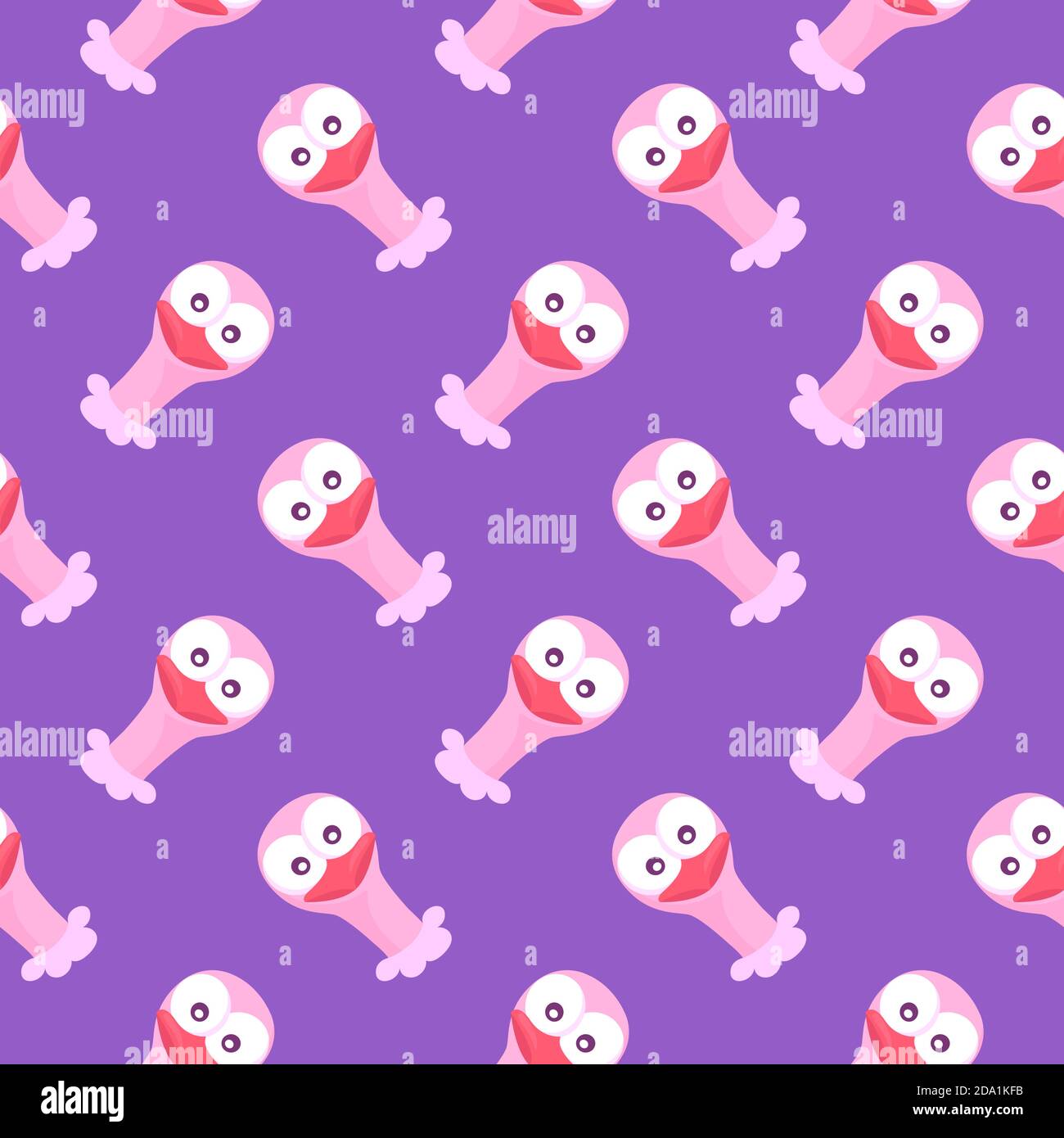 Ostrich head , seamless pattern on a purple background. Stock Vector