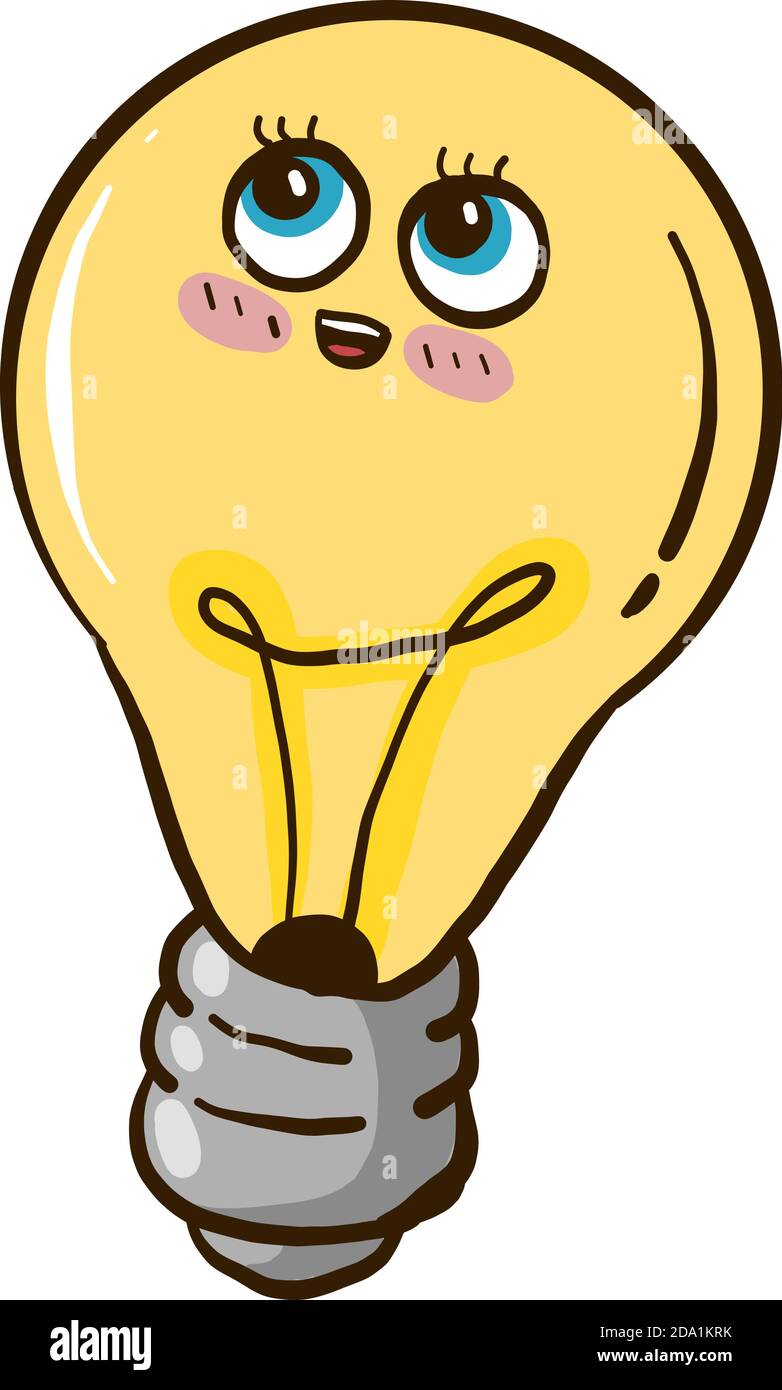 Happy light bulb ,illustration,vector on white background Stock Vector