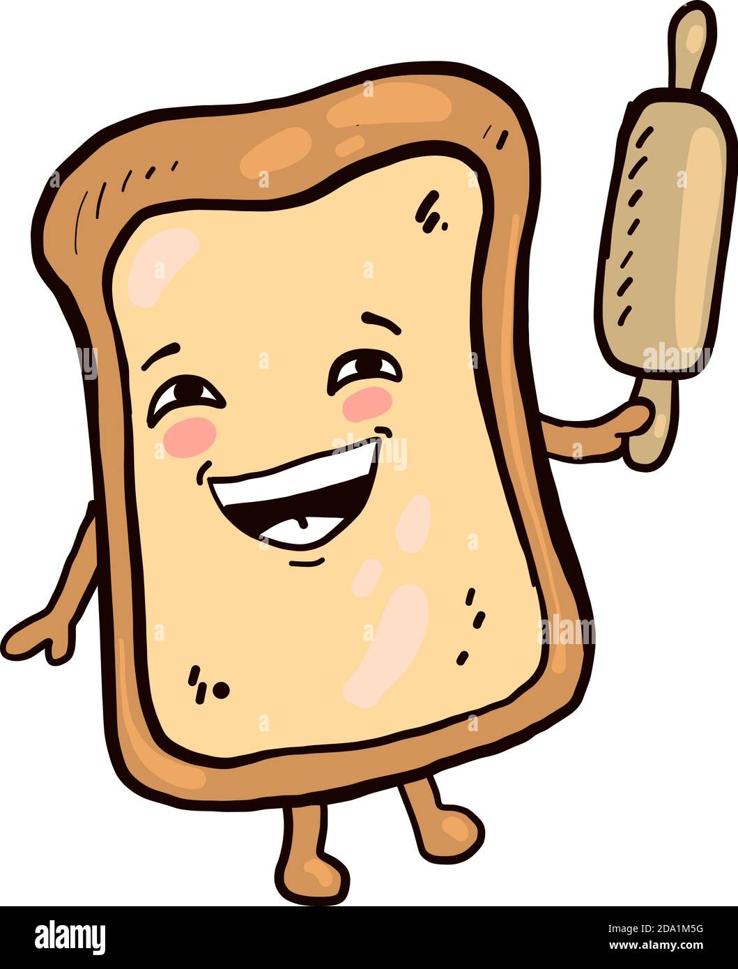 Bread and rolling pin ,illustration,vector on white background Stock Vector