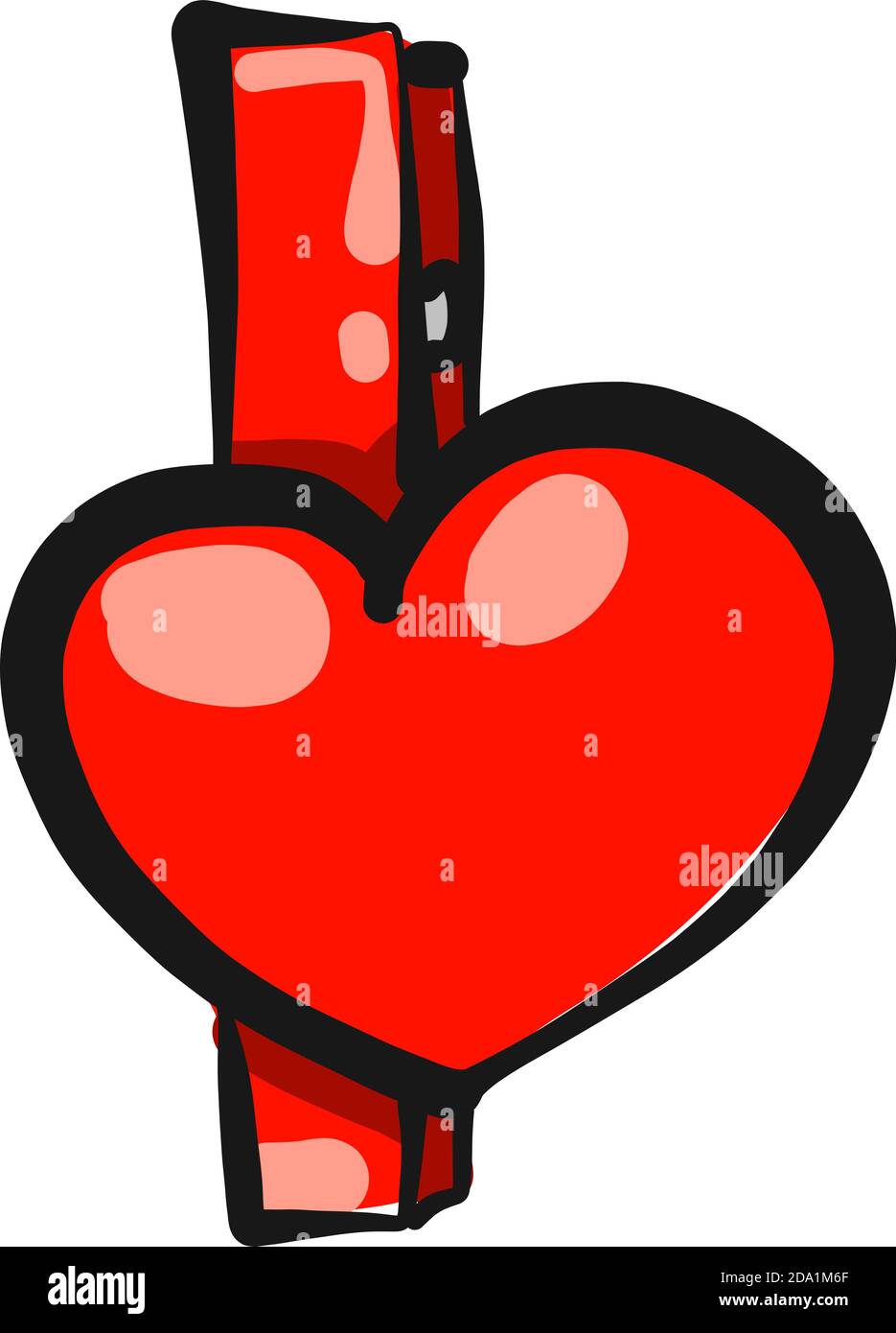 Heart hairpin ,illustration,vector on white background Stock Vector