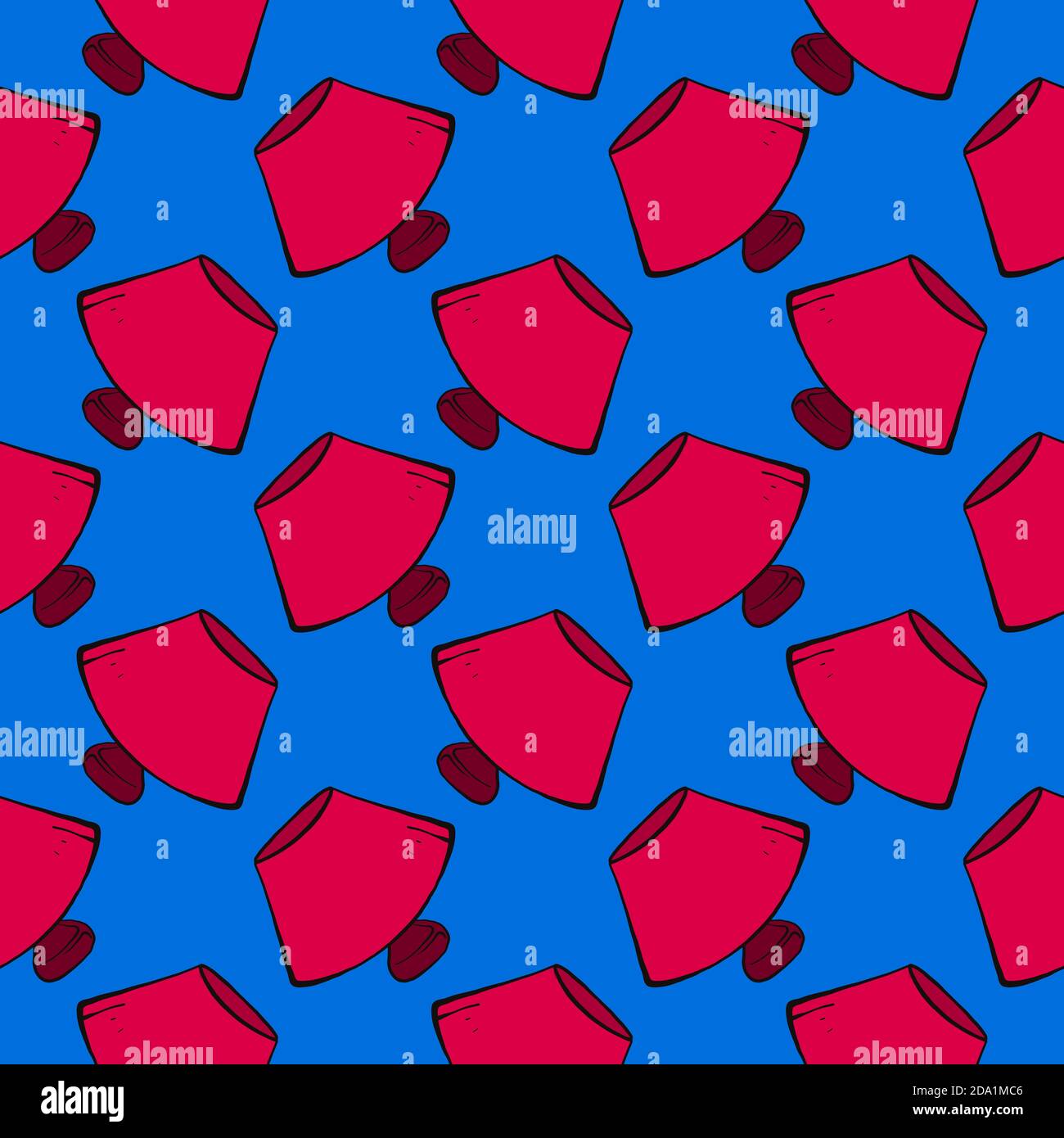 Red lamp , seamless pattern on a blue background. Stock Vector