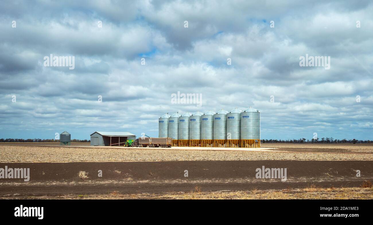 Toowoomba, Queensland, Australia October 2019 Grain storage silos in