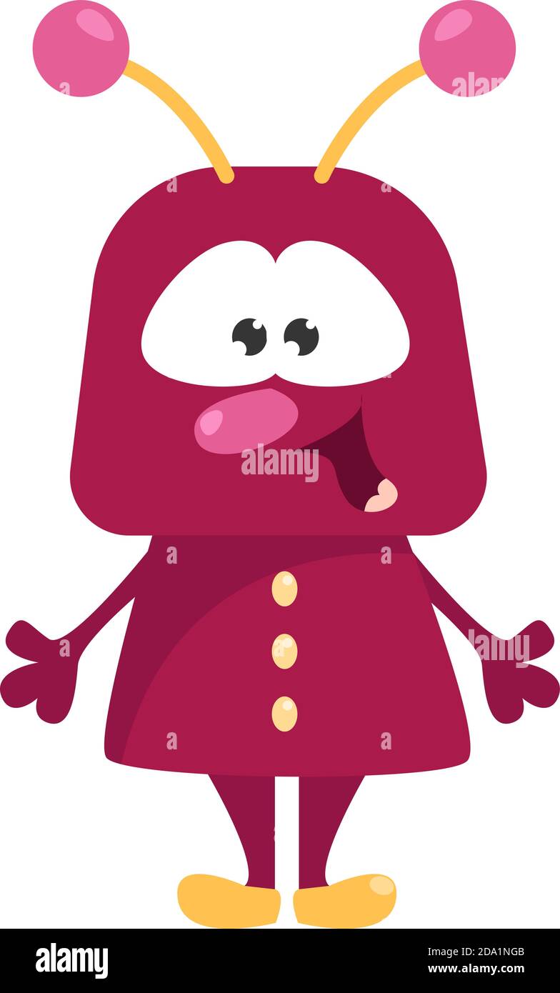 Pink robot , illustration, vector on white background Stock Vector