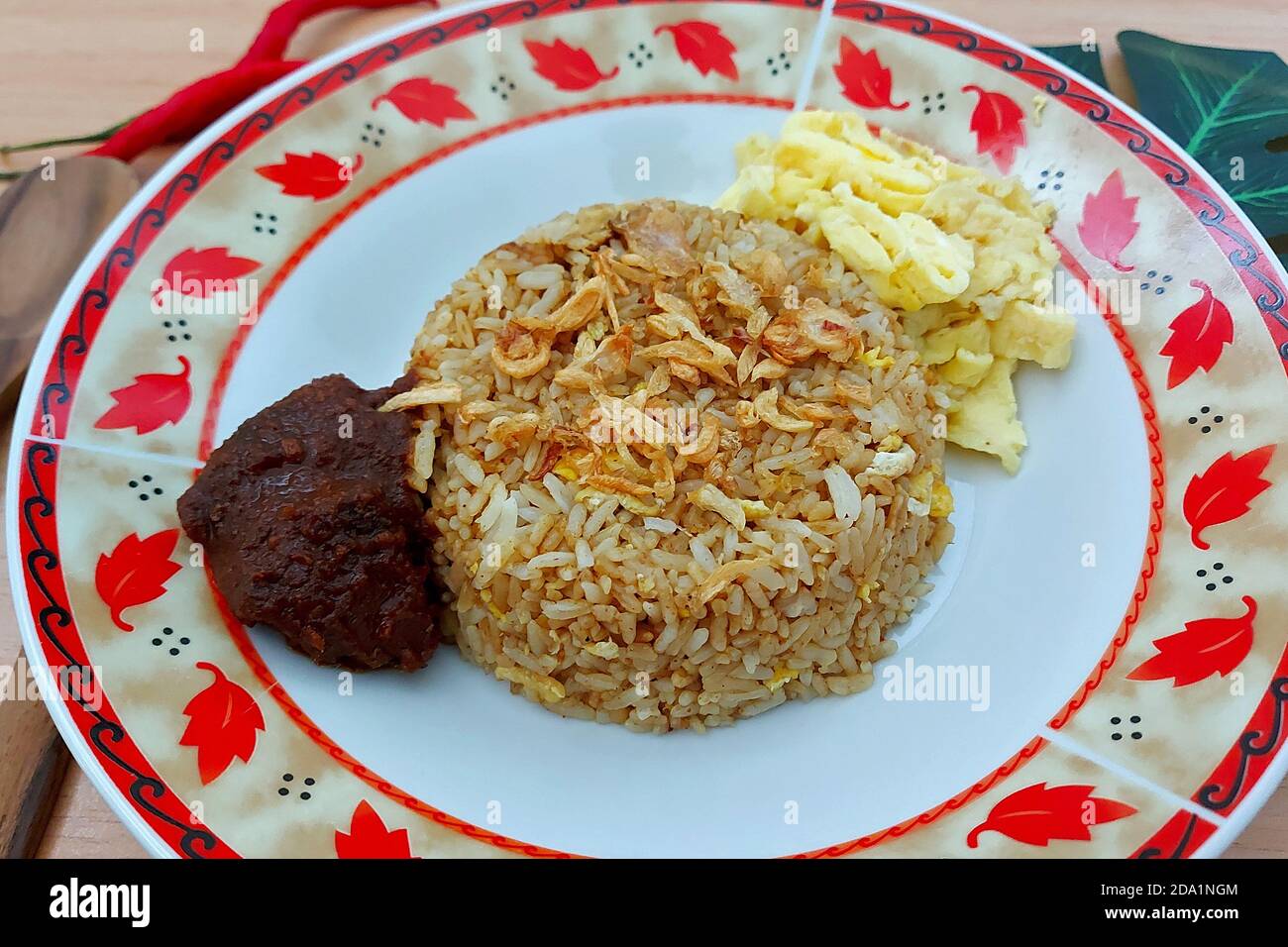 Rendang Fried Rice, Indonesian Food, Jakarta, Indonesia Stock Photo