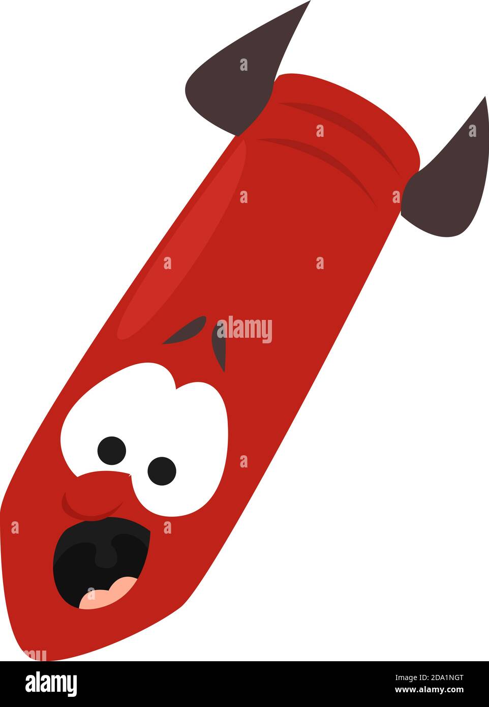 Red rocket , illustration, vector on white background Stock Vector
