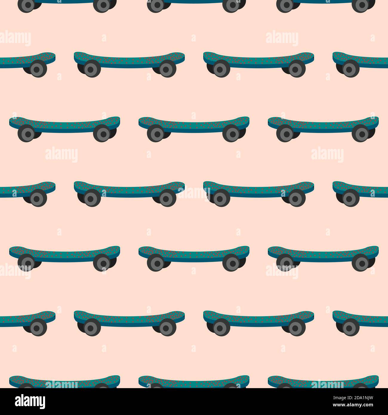 Blue skate , seamless pattern on a pink background. Stock Vector