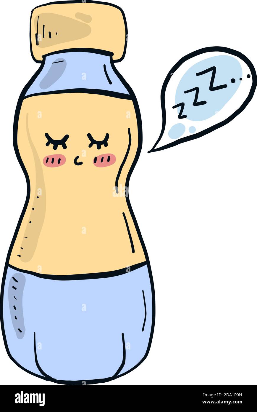 Sleeping bottle , illustration, vector on white background Stock Vector
