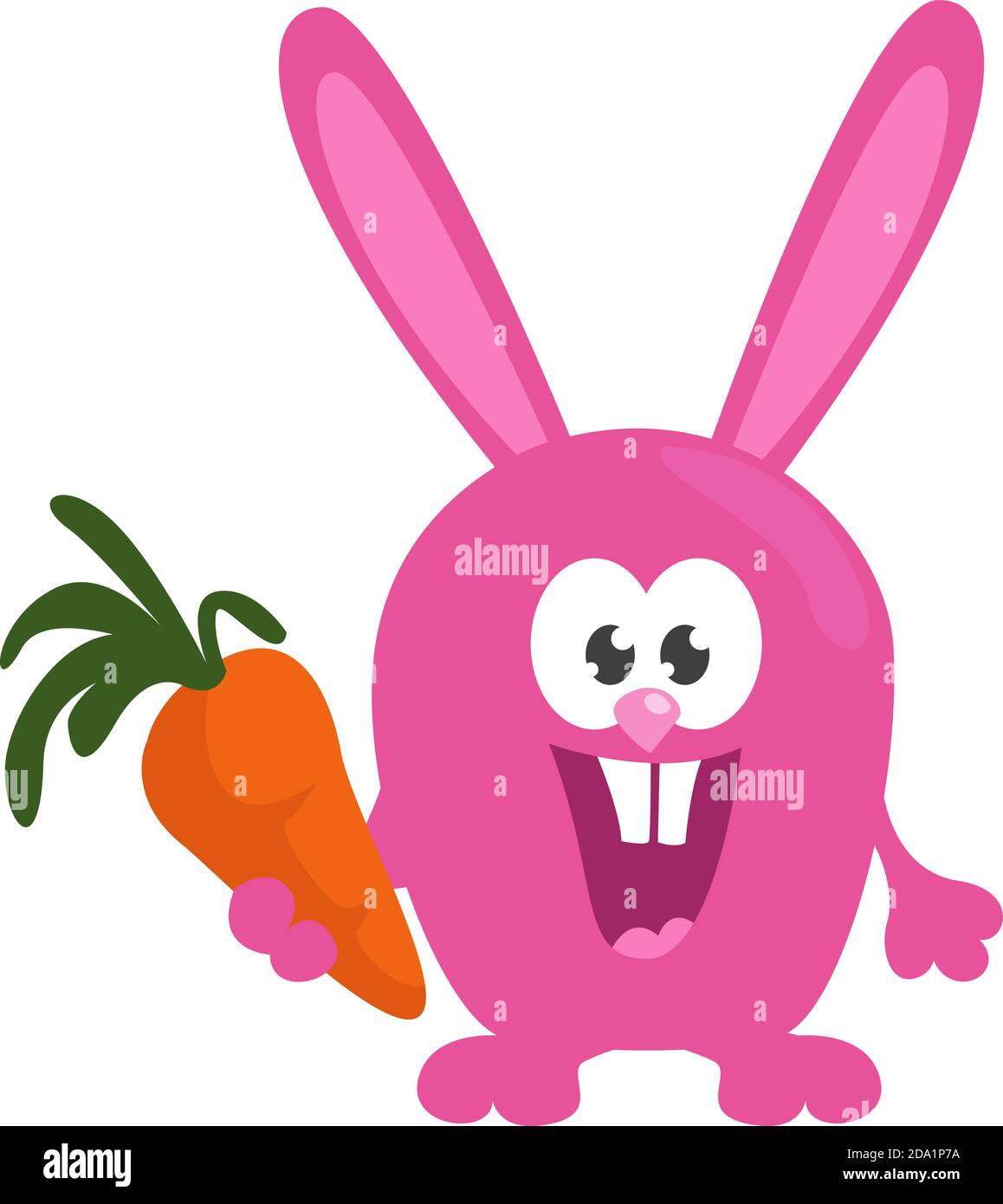 Bunny with a carrot , illustration, vector on white background Stock Vector