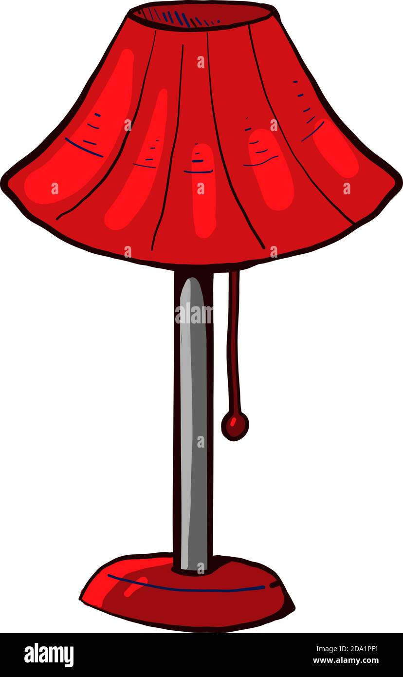 Red table lamp , illustration, vector on white background Stock Vector