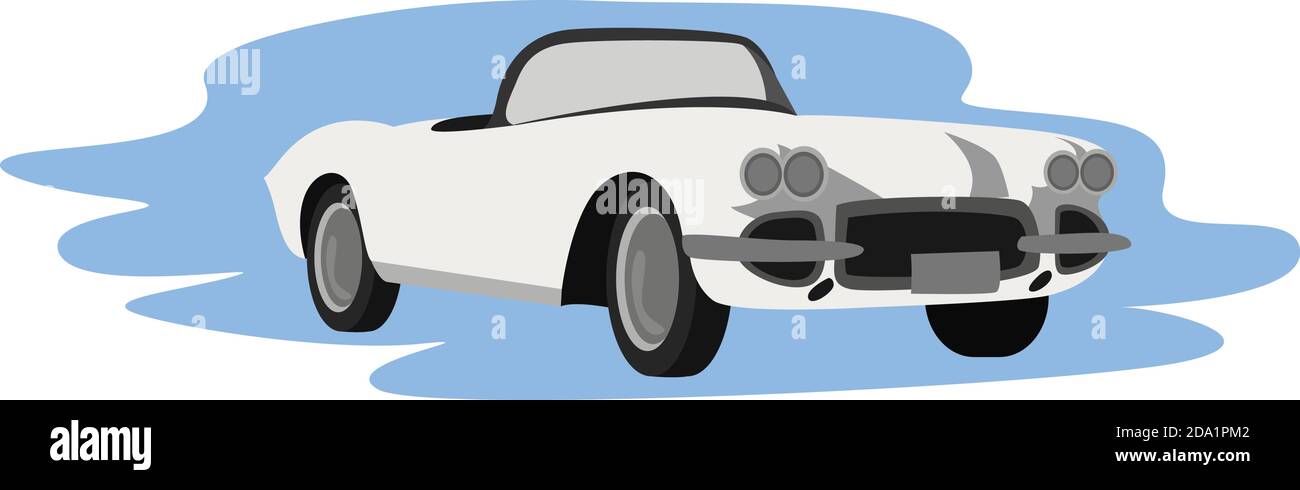 White retro car , illustration, vector on white background Stock Vector ...
