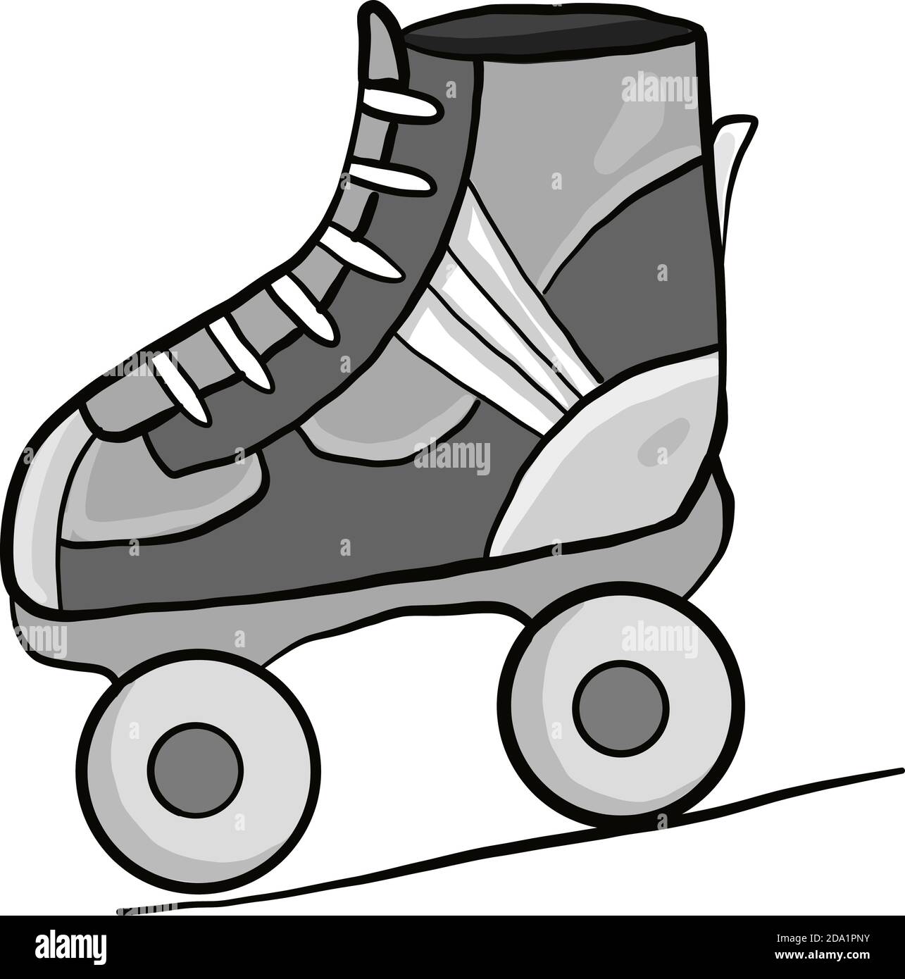 Grey roller skates , illustration, vector on white background Stock Vector