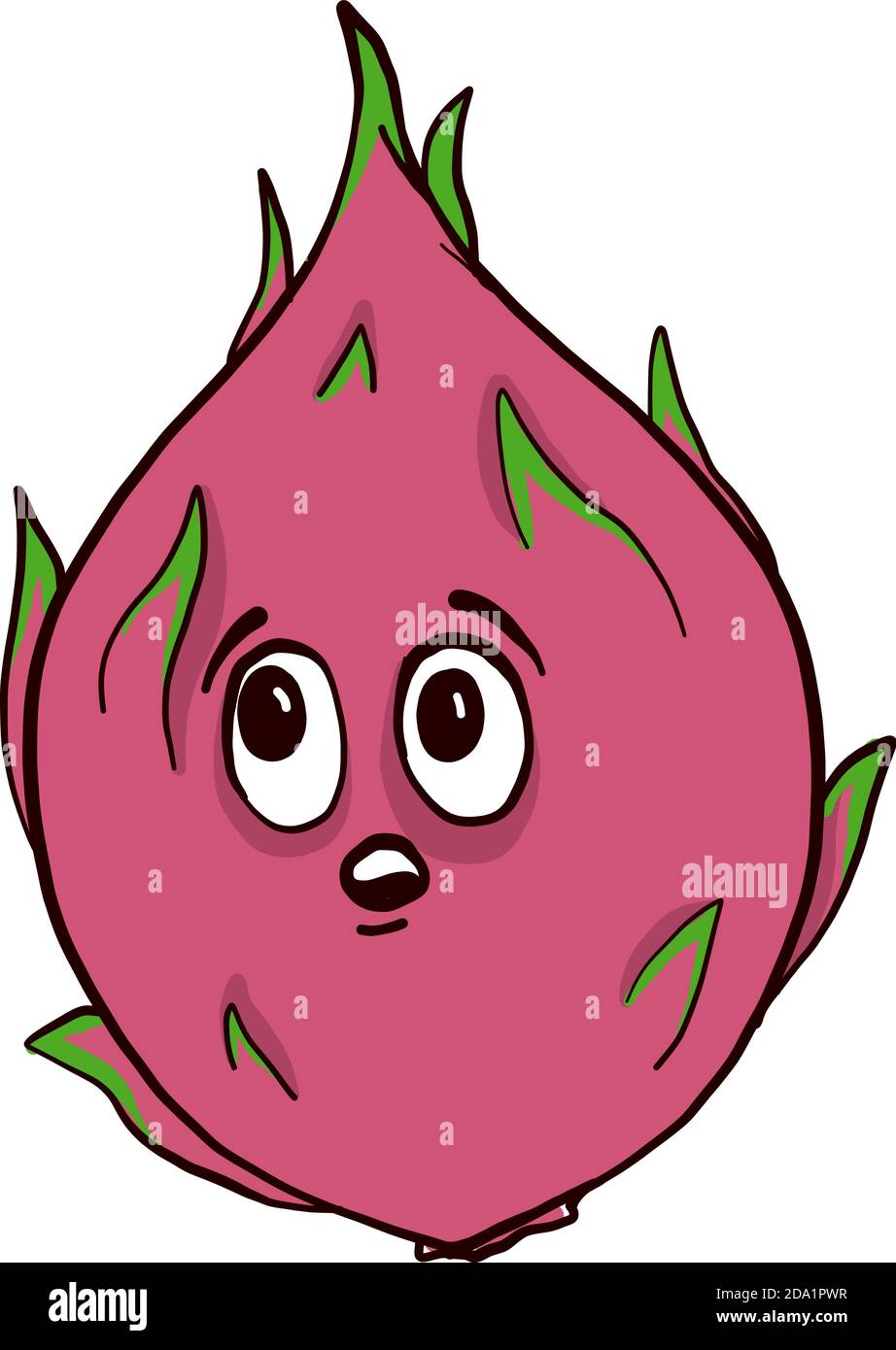 Sad dragon fruit , illustration, vector on white background Stock Vector