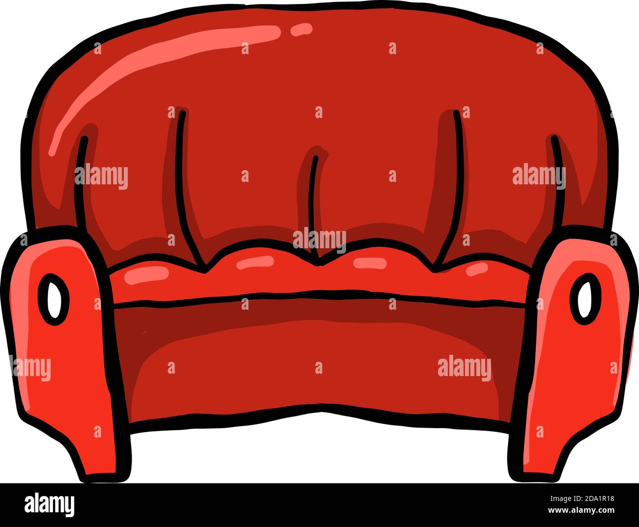 Red sofa , illustration, vector on white background Stock Vector