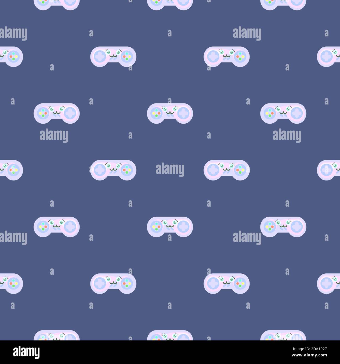 White joystick , seamless pattern on a blue background. Stock Vector