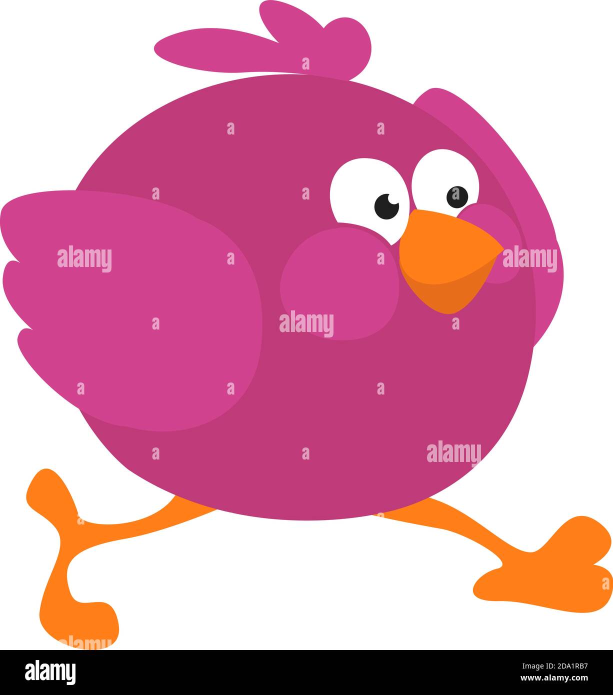 Running pink bird , illustration, vector on white background Stock Vector