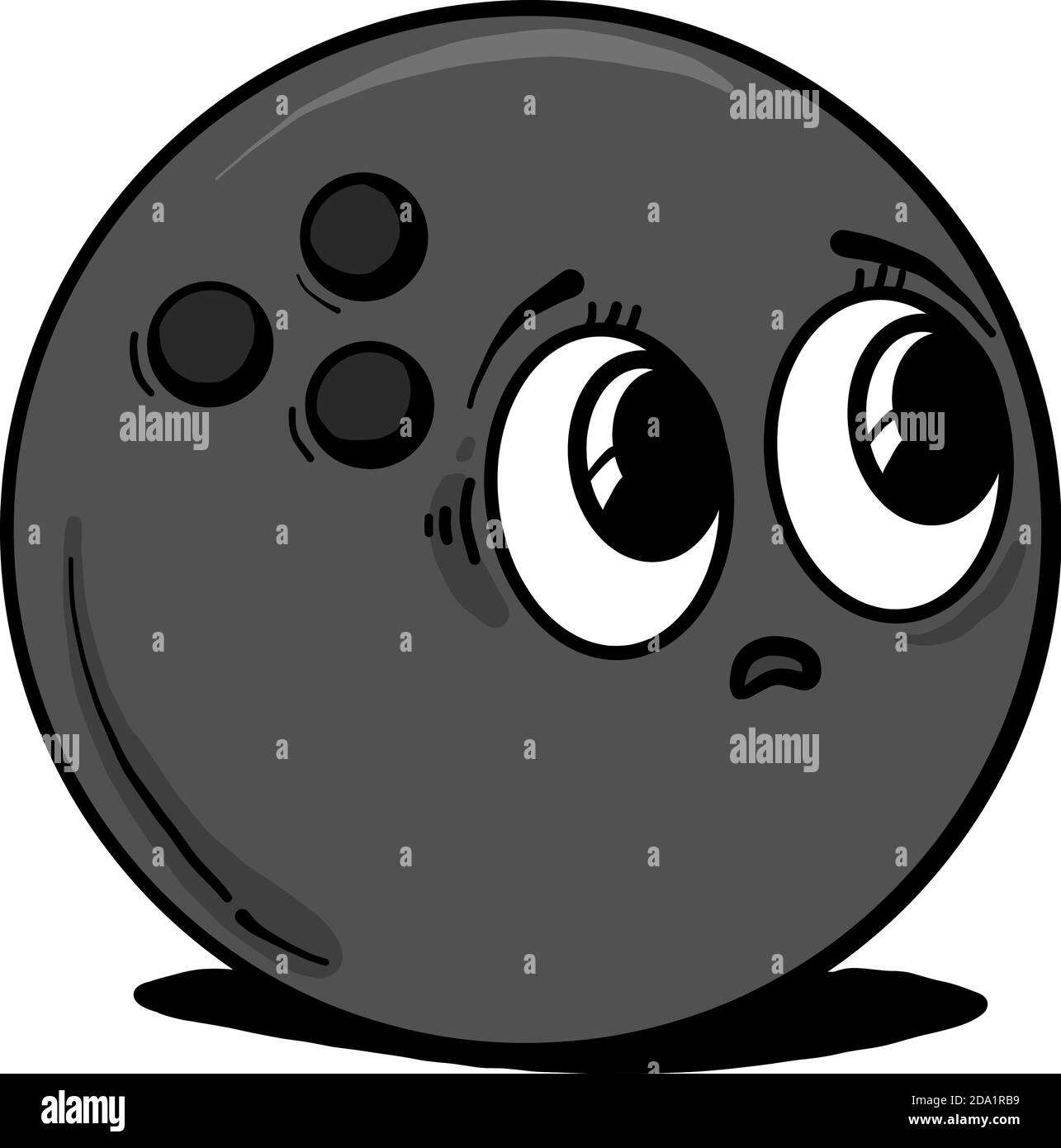 Sad bowling ball , illustration, vector on white background Stock Vector