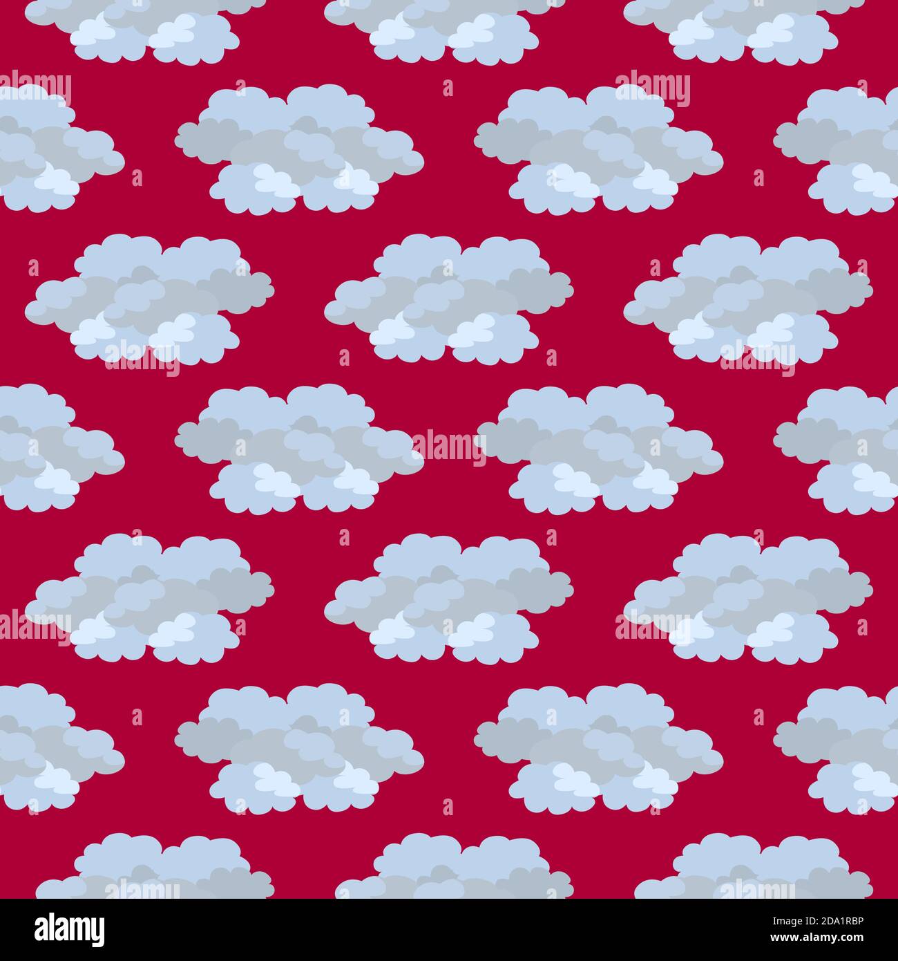 White clouds , seamless pattern on a red background. Stock Vector