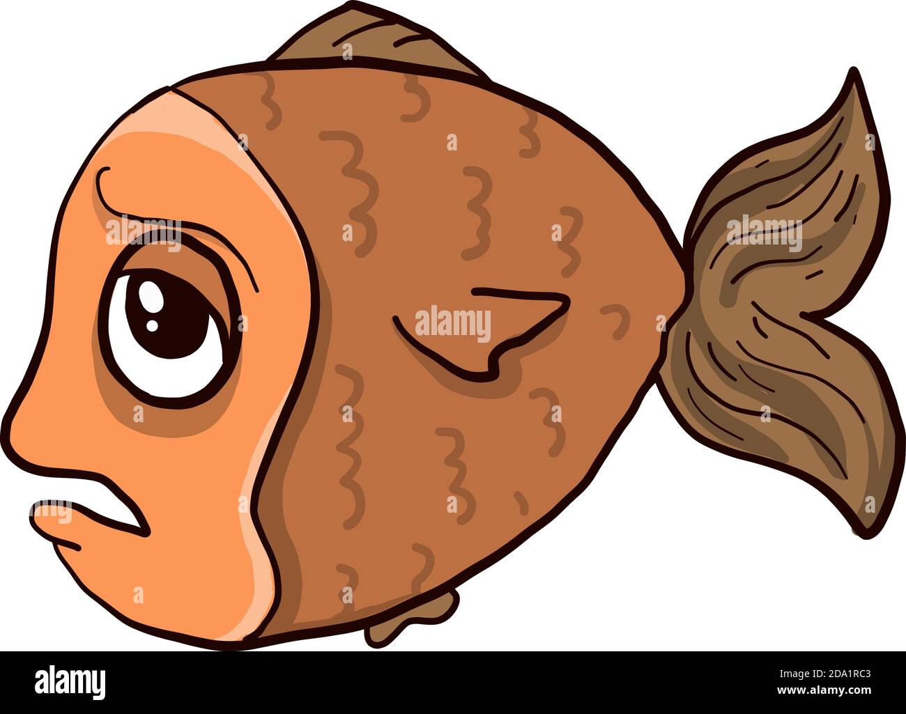 Sad fish , illustration, vector on white background Stock Vector Image
