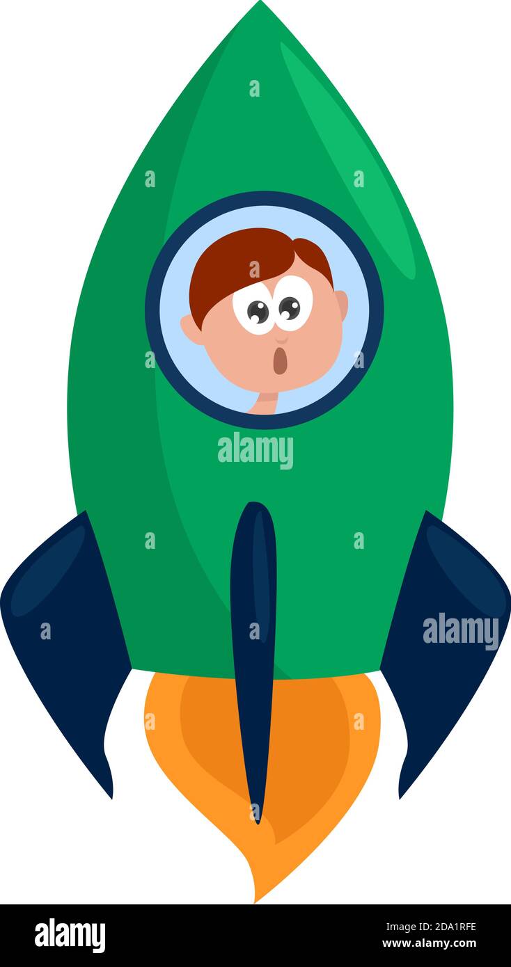 Going to space, illustration, vector on white background Stock Vector
