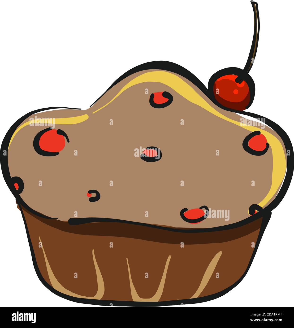 Cake with cherry , illustration, vector on white background Stock ...