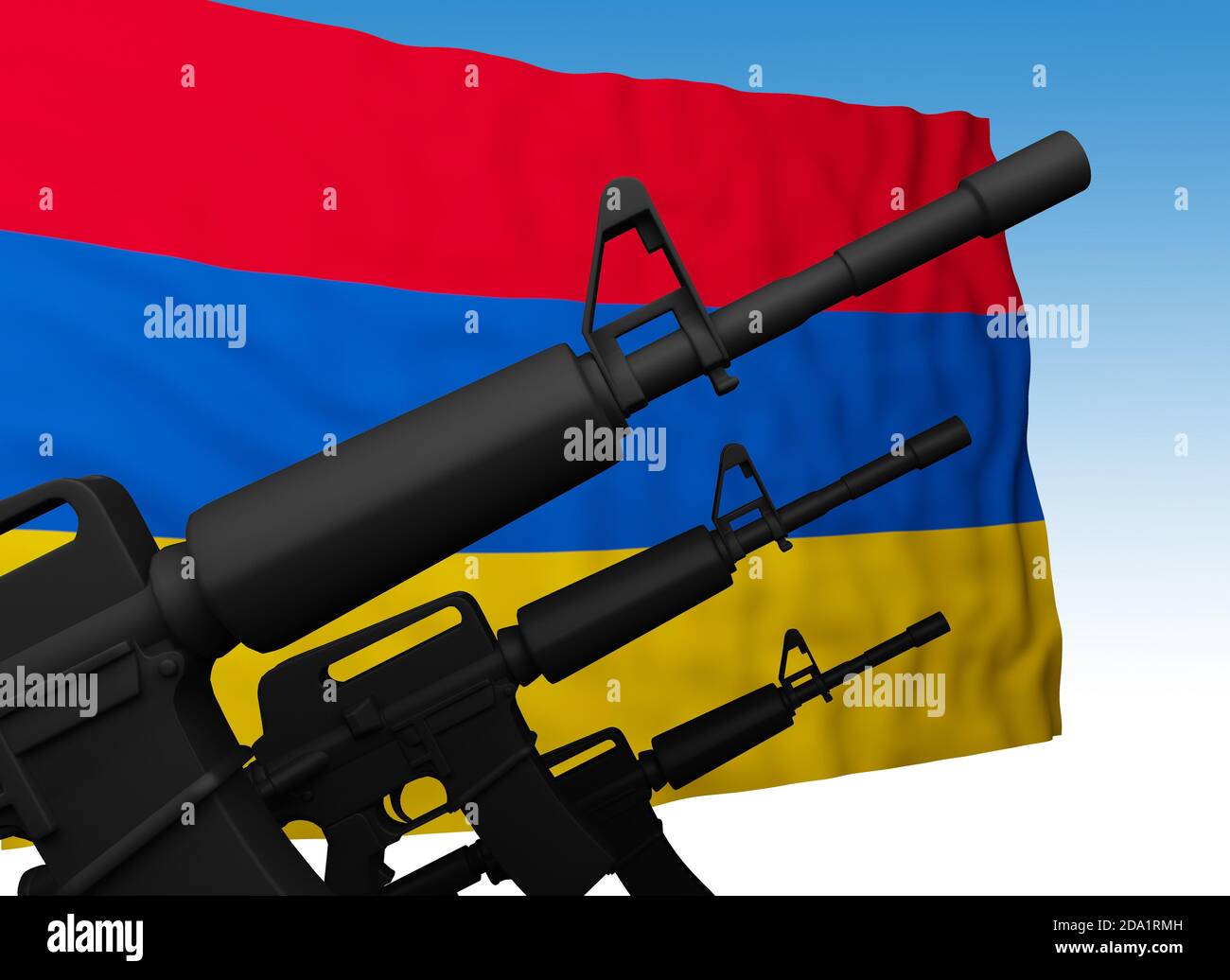 flag of armenia with guns. 3d rendering Stock Photo - Alamy