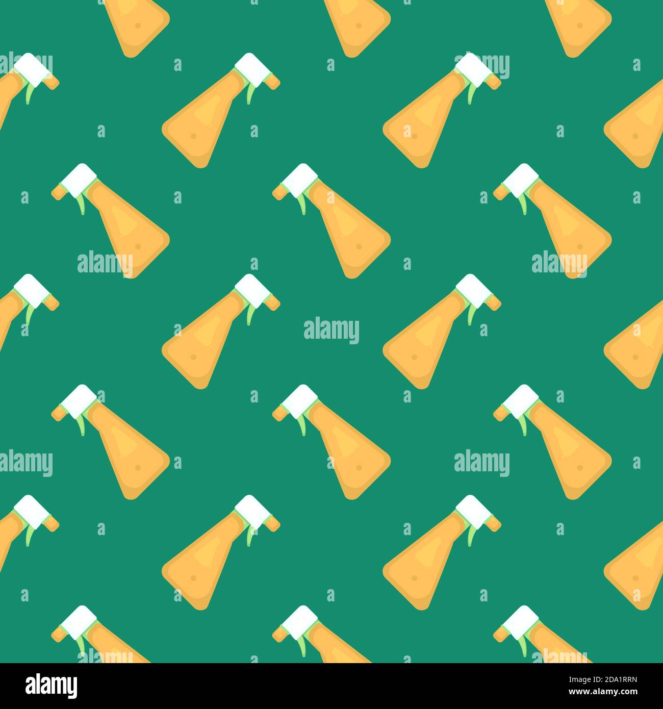 Spray bottle , seamless pattern on a green background. Stock Vector