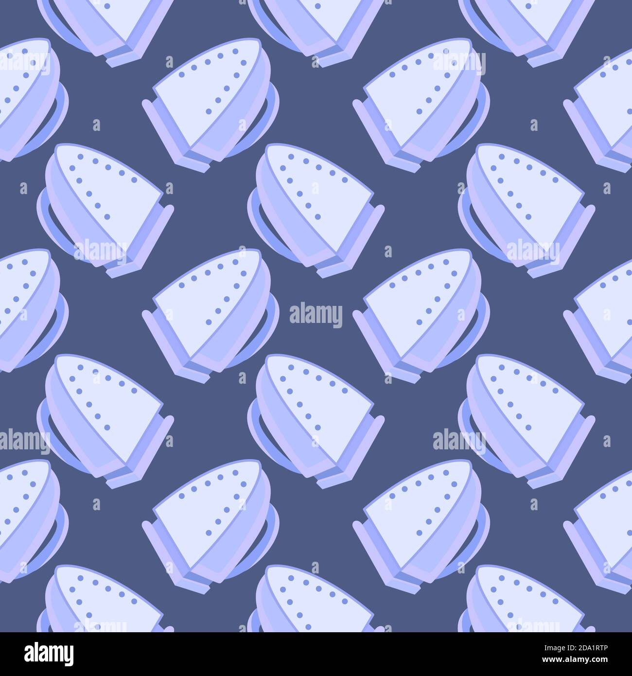 Steam iron , seamless pattern on a blue background. Stock Vector