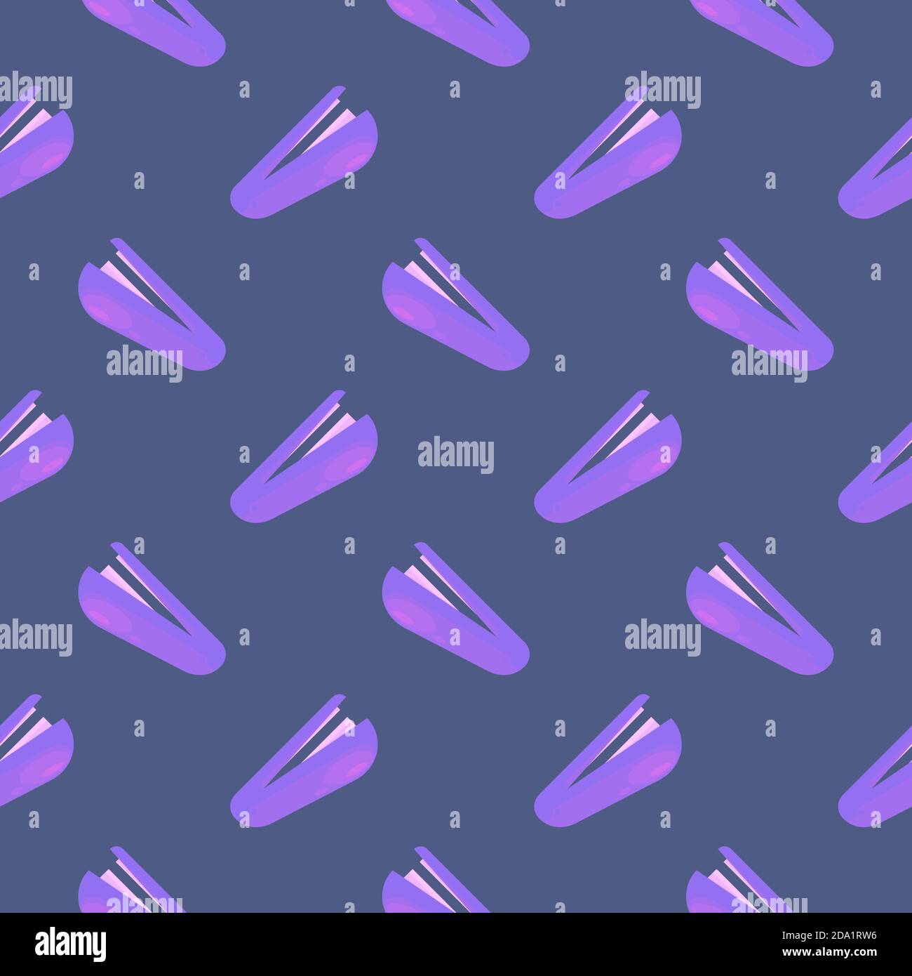 Purple stapler , seamless pattern on a blue background. Stock Vector