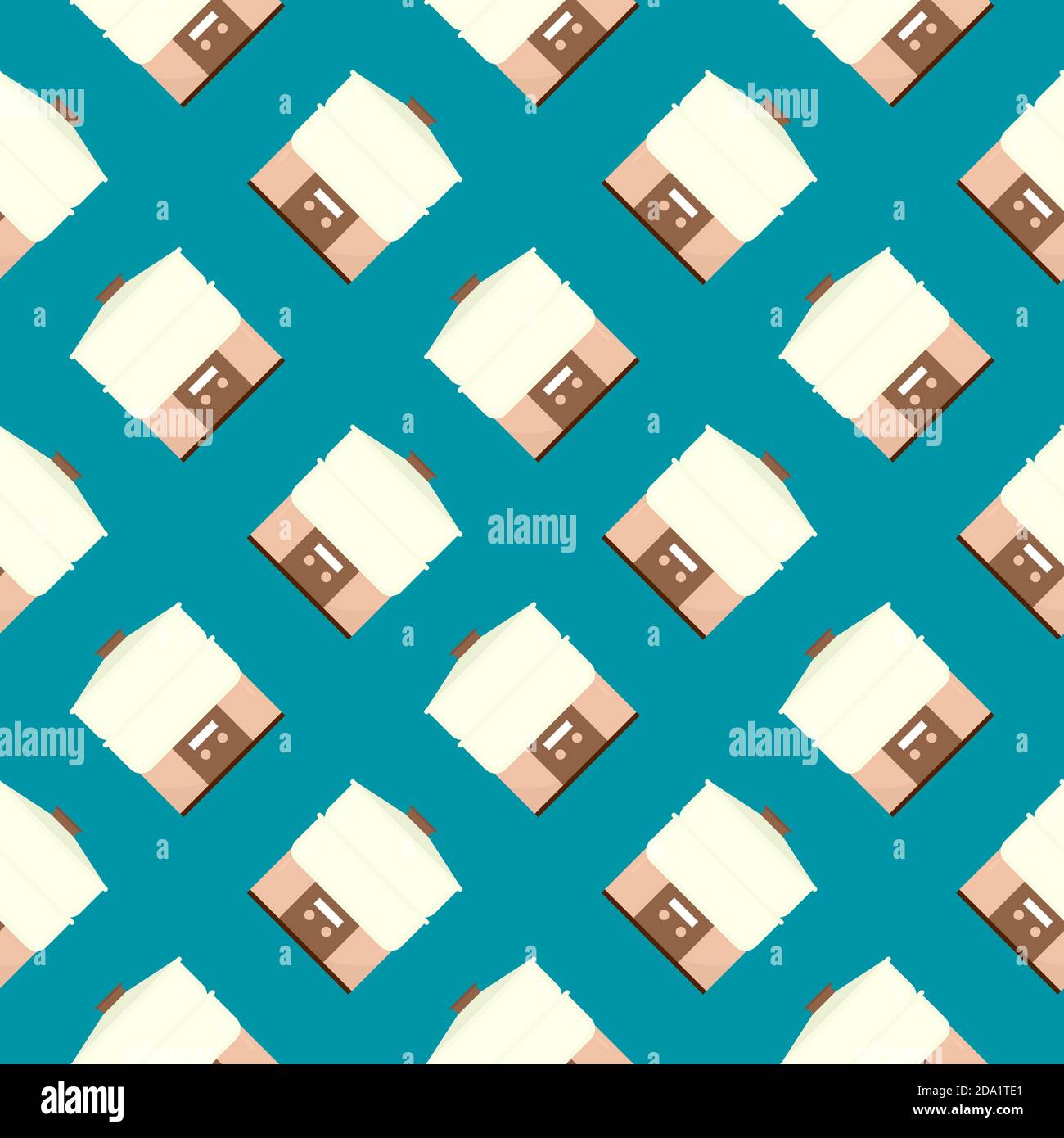 Rice cooker , seamless pattern on a blue background. Stock Vector